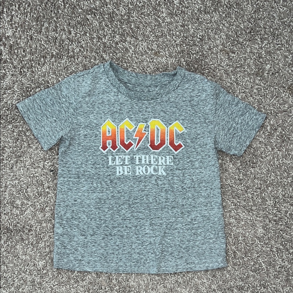 AC/DC Heather Gray Kids Tee with Red and Yellow Logo